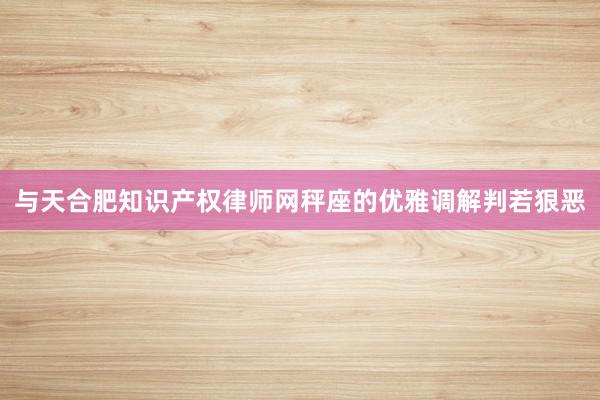 与天合肥知识产权律师网秤座的优雅调解判若狠恶